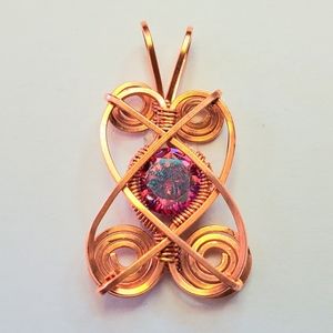 Electroplated cubic zirconia wire wrap necklace